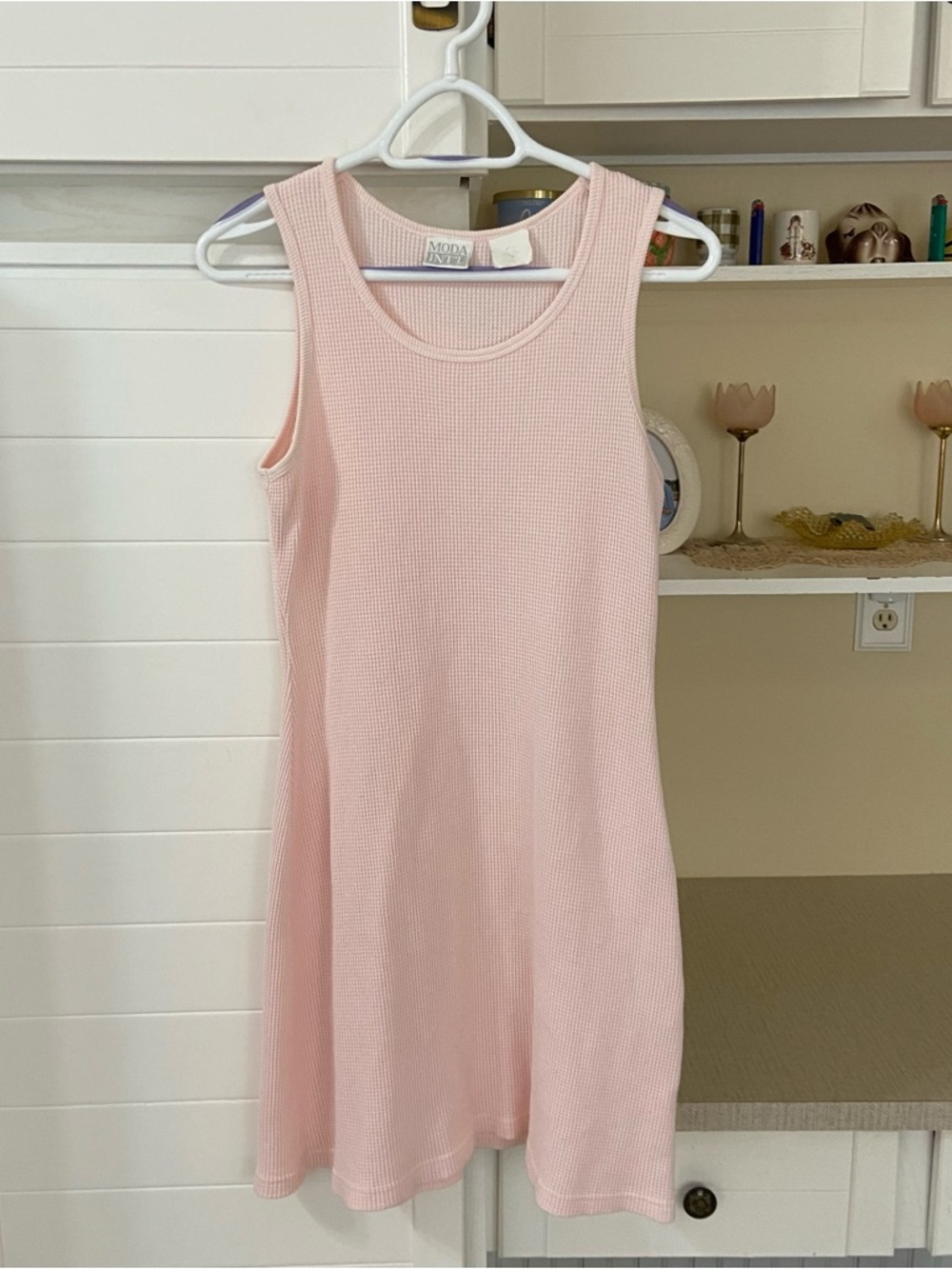 Vintage Baby Pink Sleeveless Ribbed Dress